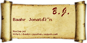 Baahr Jonatán névjegykártya